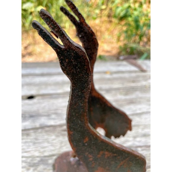 Vintage Folk Art Iron Book End Holder Sand Hill Crane Birds - Picture 7 of 14